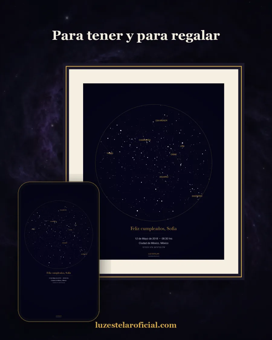 Mapa estelar enmarcado y como fondo de celular