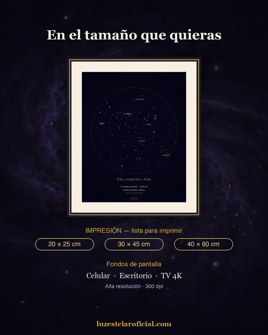 Mapa estelar impreso en distintos tama&ntilde;os